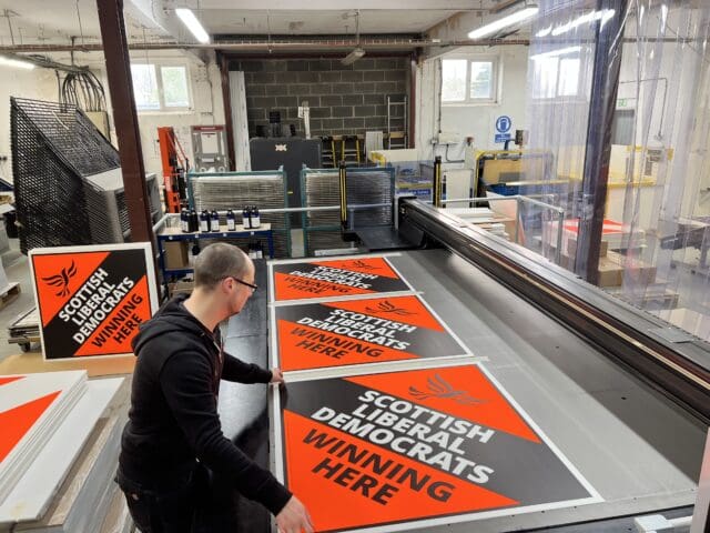 Printing Liberal Democrat election signs